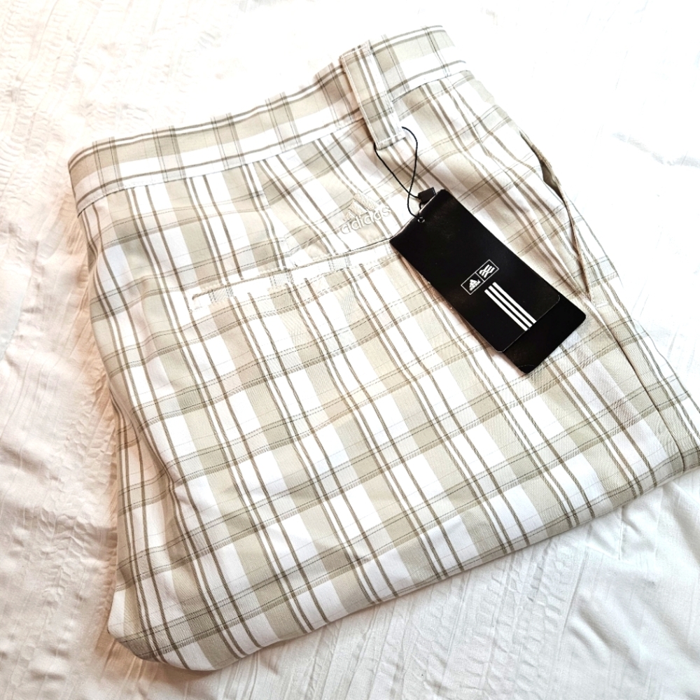 Adidas Plaid White /Ecru Shorts Size 42